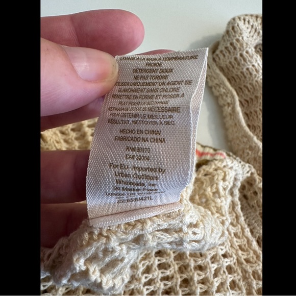 WE THE FREE People Varsity Sweater Open Knit VNeck Stripe Ivory Cream Pink Brown - Picture 10 of 11